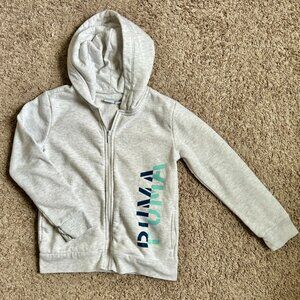 PUMA Girls' Gray Zip Up Hoodie I Size M